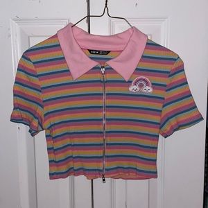 Rainbow Collard Cropped Tee